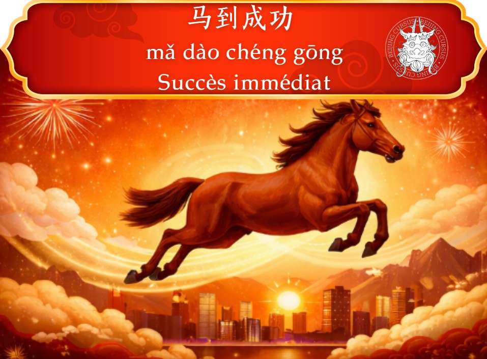 Voeux Nouvel an chinois avec Cheval Voeux Nouvel an chinois avec Cheval - Apprendre le chinois - Beijing Cursus